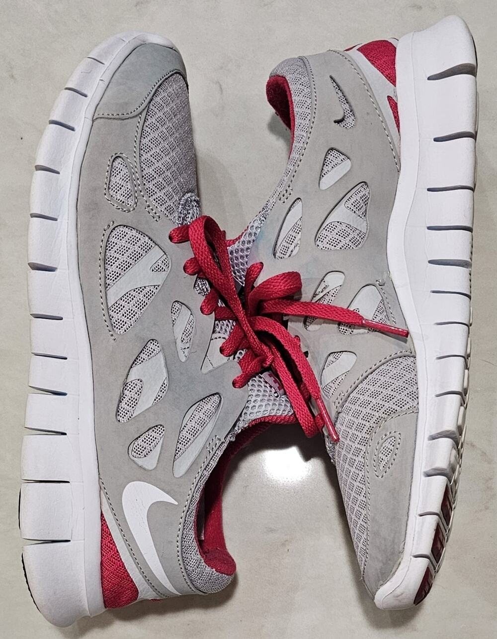 Nike Free Run+ 2 Women's Size 8 Grey Red Running Shoes 443816-026